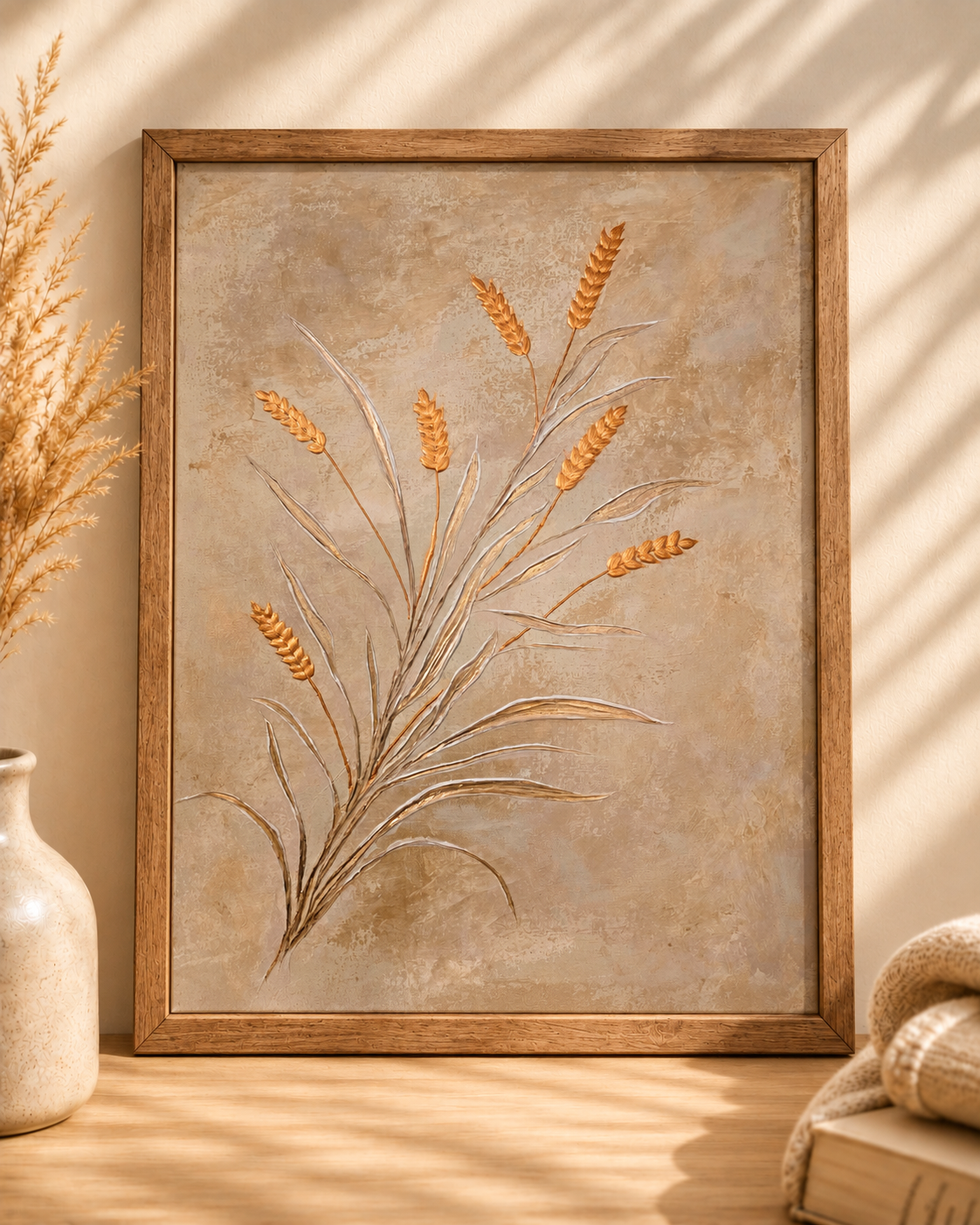 Hand-Painted Textured Canvas Art- Golden Harvest Whims