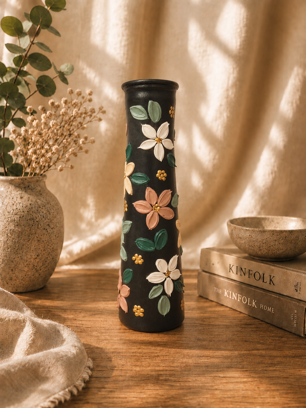 Handcrafted Glass Vase- Dark Grey