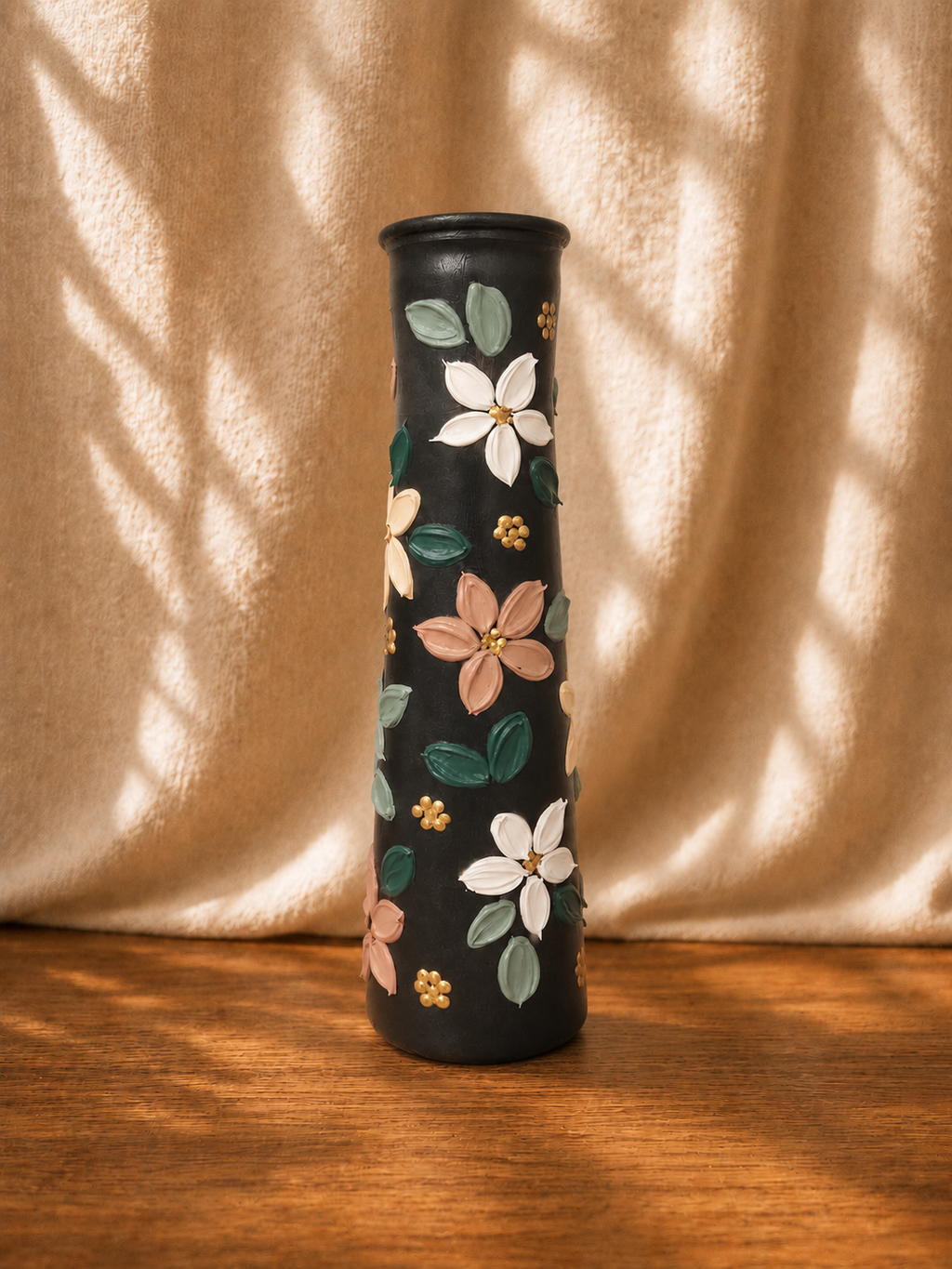 Handcrafted Glass Vase- Dark Grey