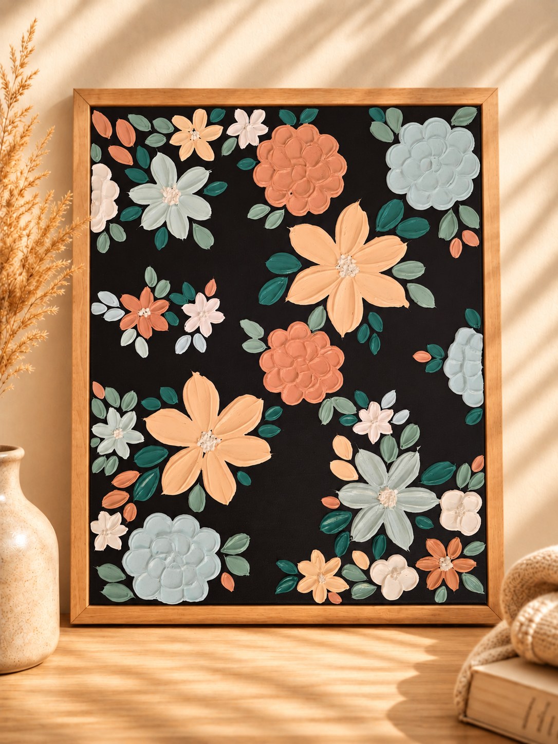 Hand-Painted Textured Canvas Art- Blossom & Dusk