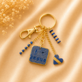 I love Jesus Gold Charm Keychain - Blue Square
