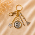 Monogram Gold Charm Keychain - C