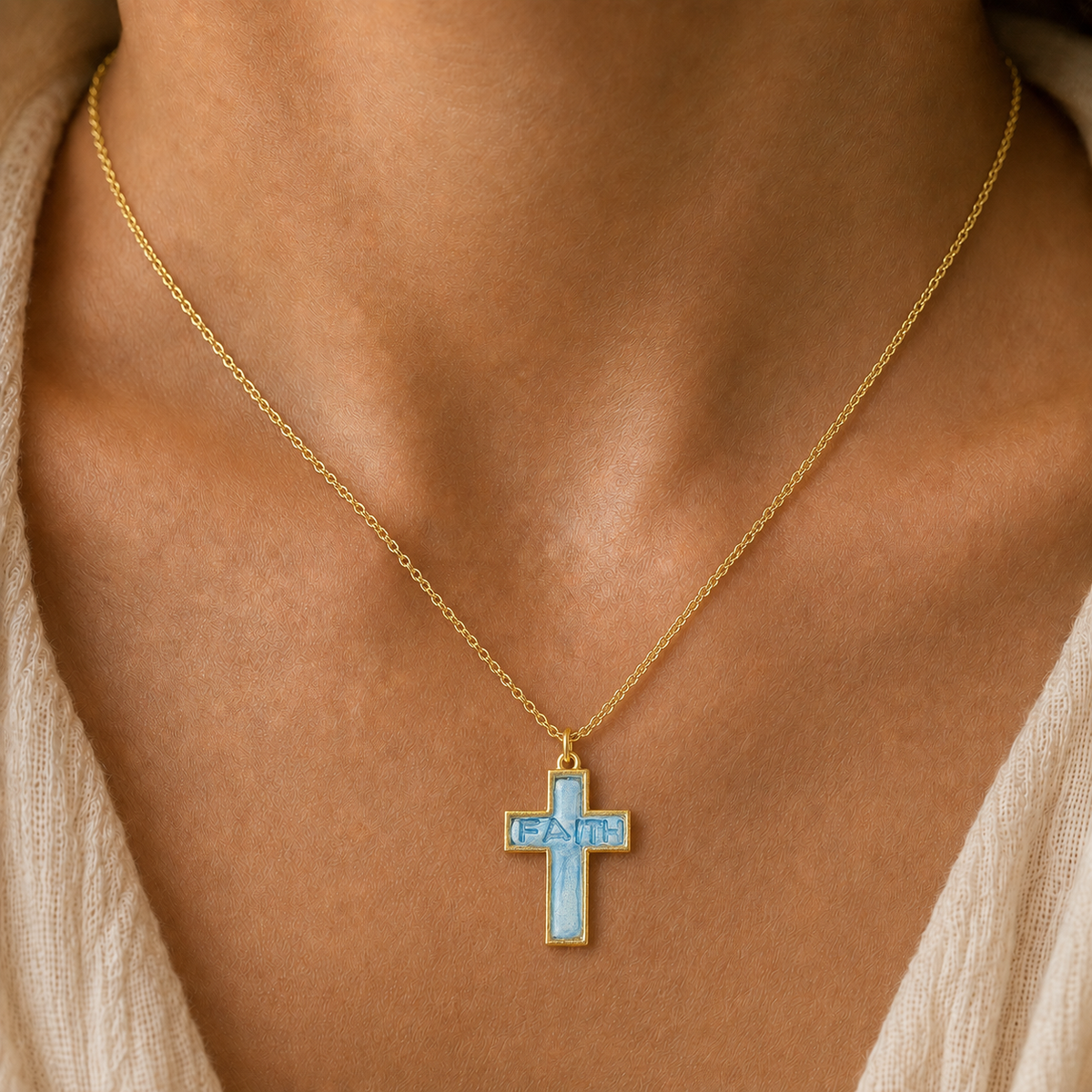 Handcrafted Cross Pendant Necklace - FAITH