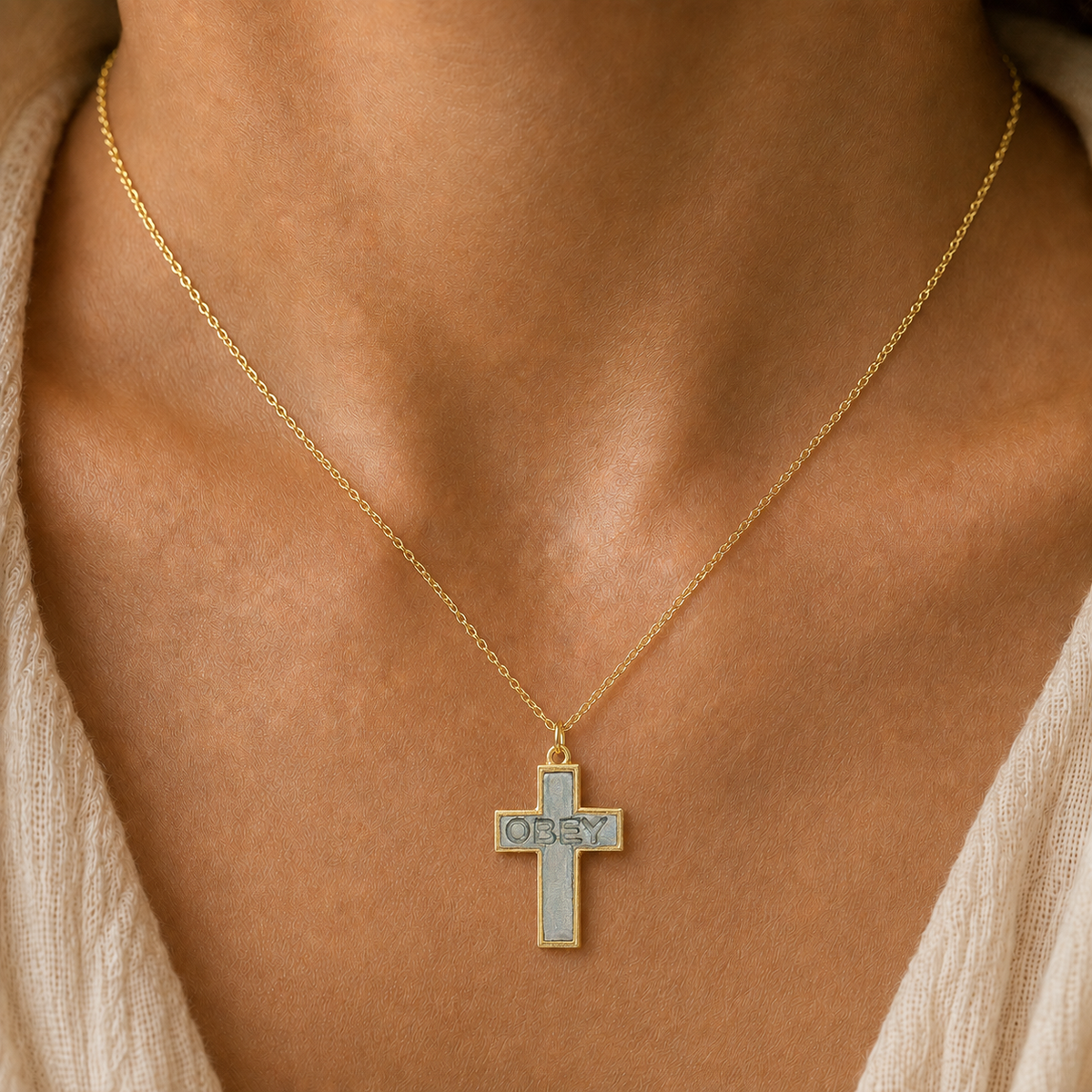 Handcrafted Cross Pendant Necklace - OBEY