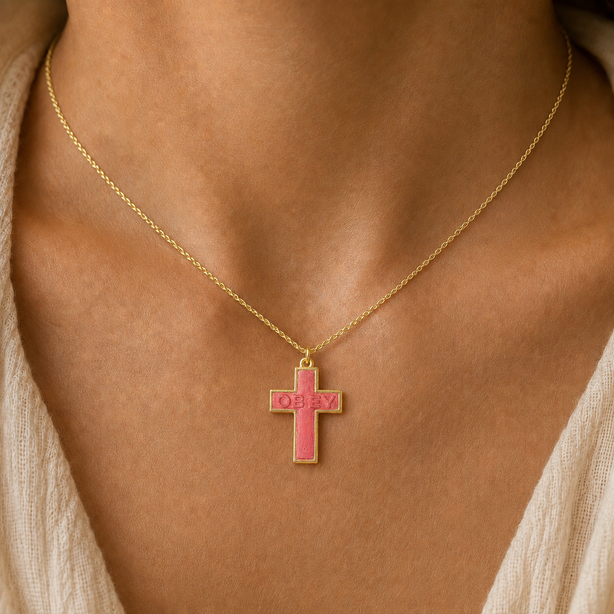 Handcrafted Cross Pendant Necklace - OBEY