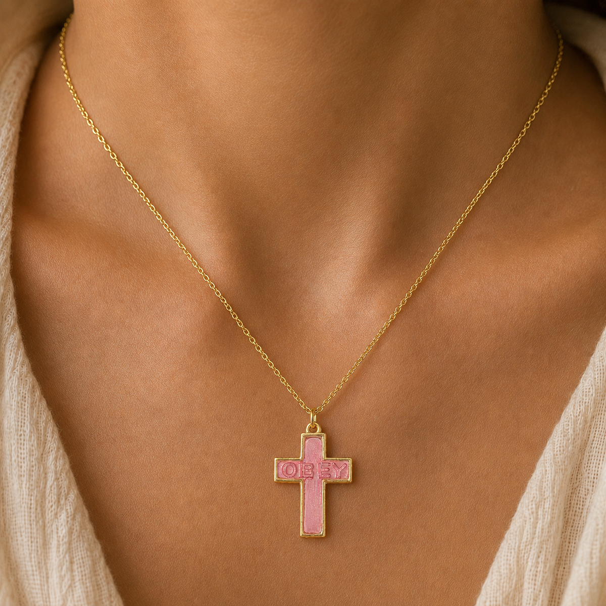Handcrafted Cross Pendant Necklace - OBEY