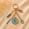Monogram Gold Charm Keychain - E