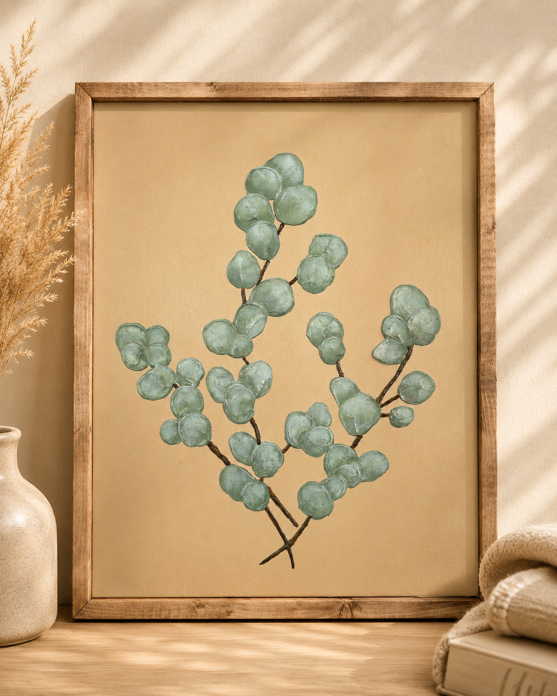 Hand-painted textured canvas art- Whispers of Eucalyptus