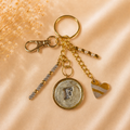 Monogram Gold Charm Keychain - F
