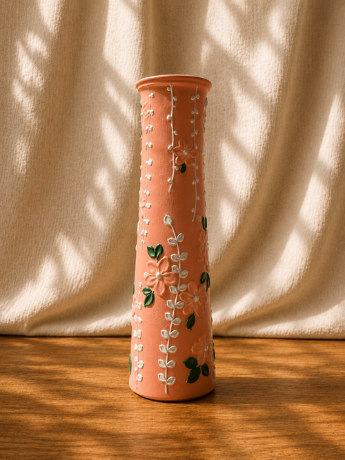 Hand Crafted Glass Vase - Pink