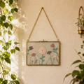 Hand-Painted Textured Glass Wall Hanging - Floralscape
