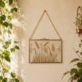 Hand-Painted Textured Glass Wall Hanging - Golden Field