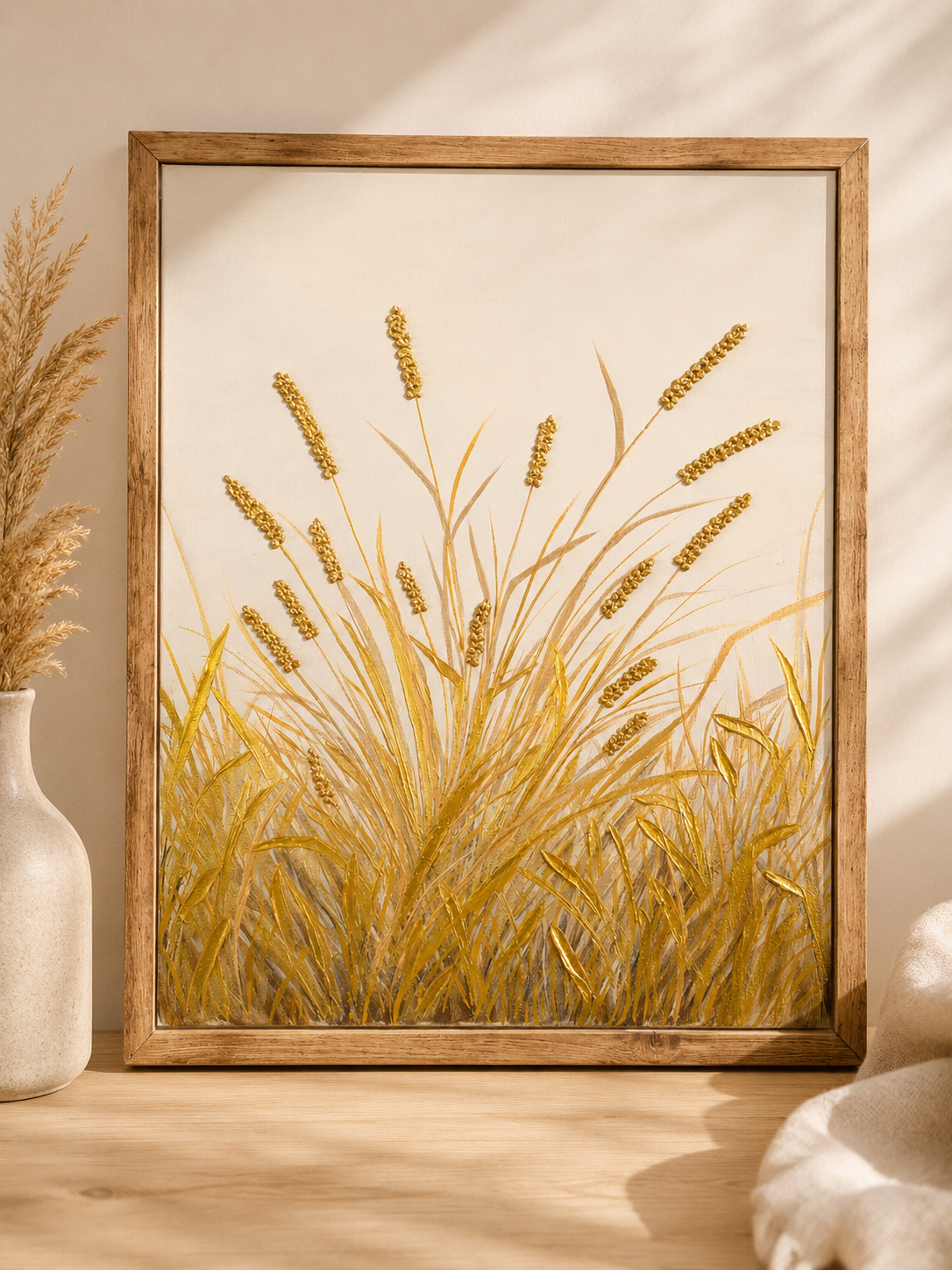 Hand-painted textured canvas art - Prairie Gold