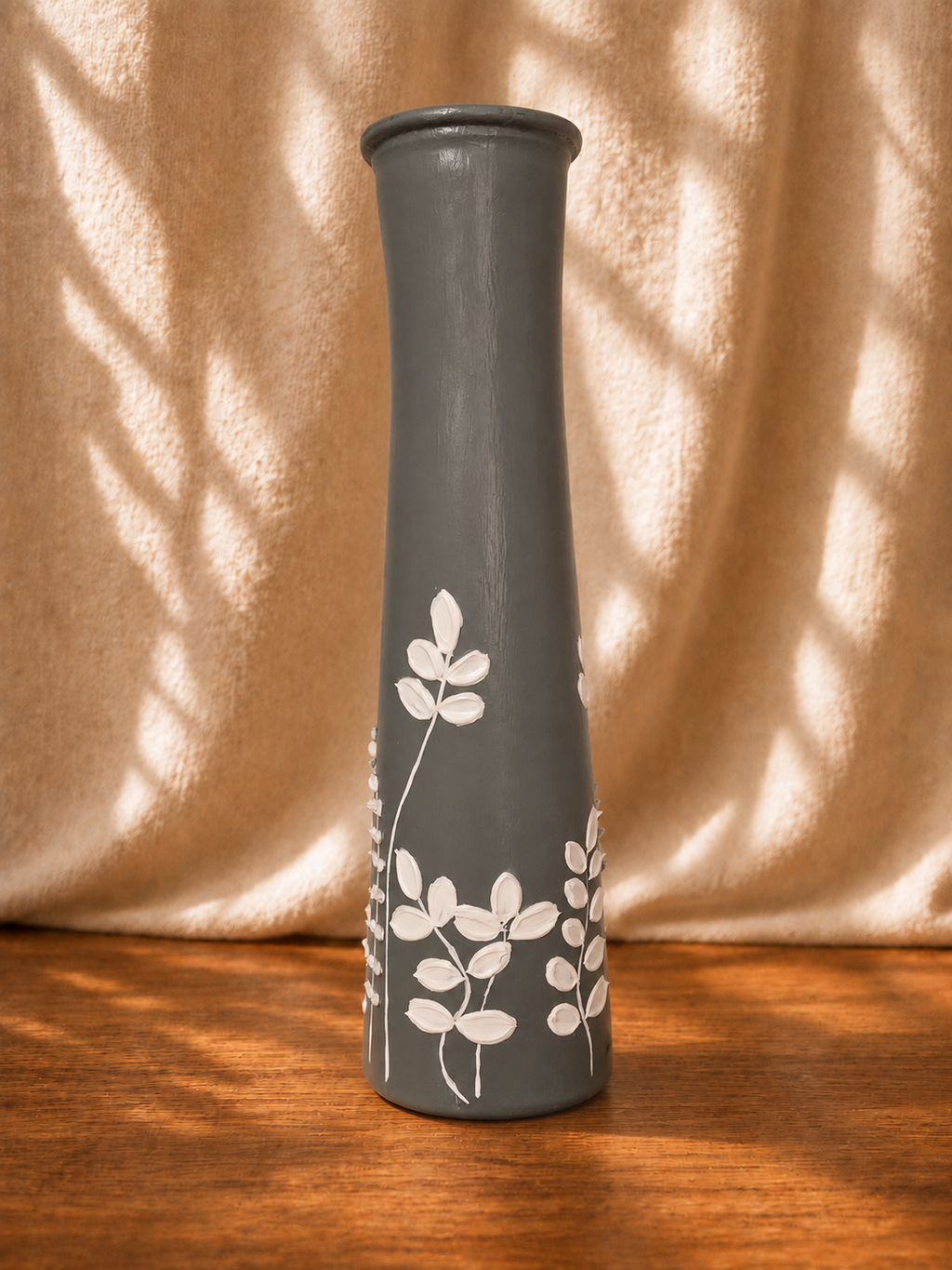 Handcrafted Glass Vase- Green Grey