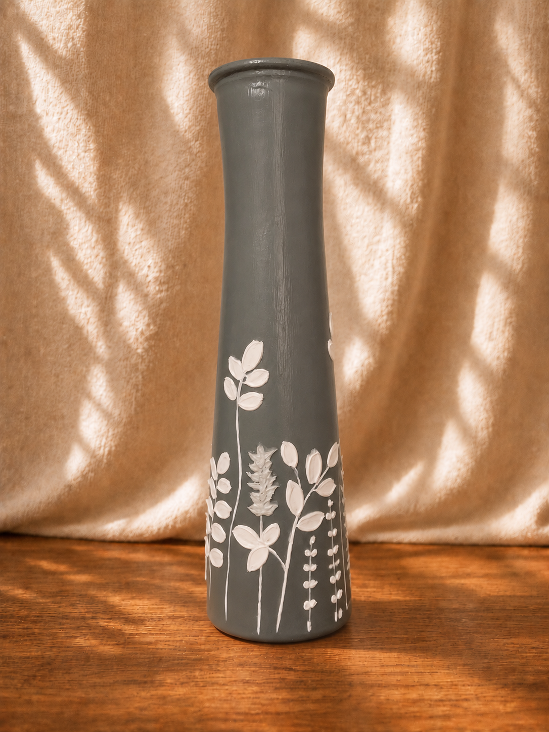 Handcrafted Glass Vase- Green Grey