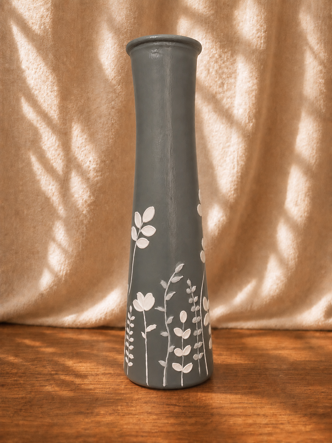 Handcrafted Glass Vase- Green Grey