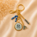 Monogram Gold Charm Keychain - H