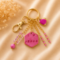 I love Jesus Gold Charm Keychain - Pink Hexagon