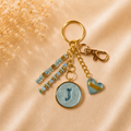 Monogram Gold Charm Keychain - J