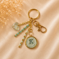 Monogram Gold Charm Keychain - K