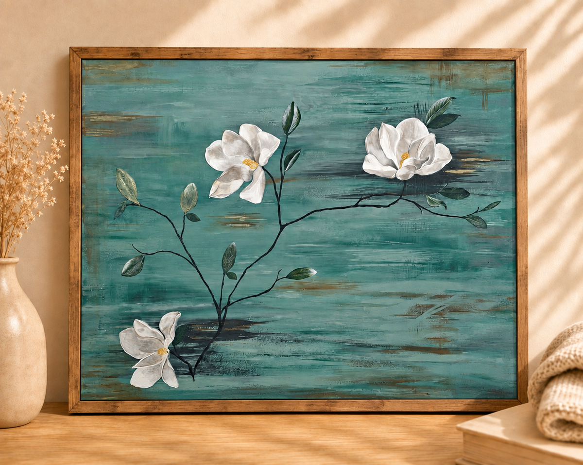 Hand-Painted Canvas Art- Magnolia Dreams