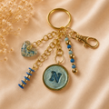 Monogram Gold Charm Keychain - N