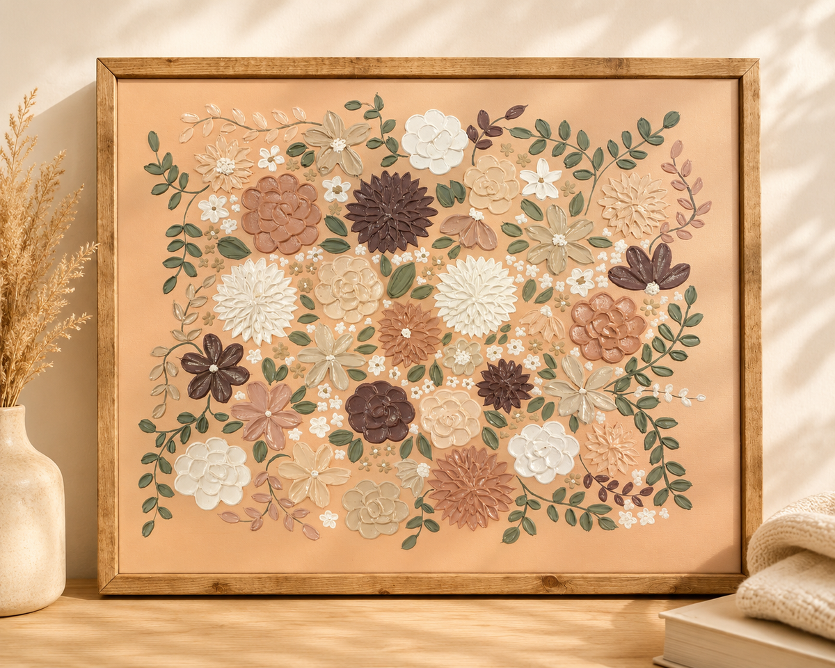 Hand-painted textured canvas art- Garden in Bloom