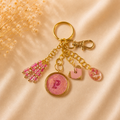 Monogram Gold Charm Keychain - P