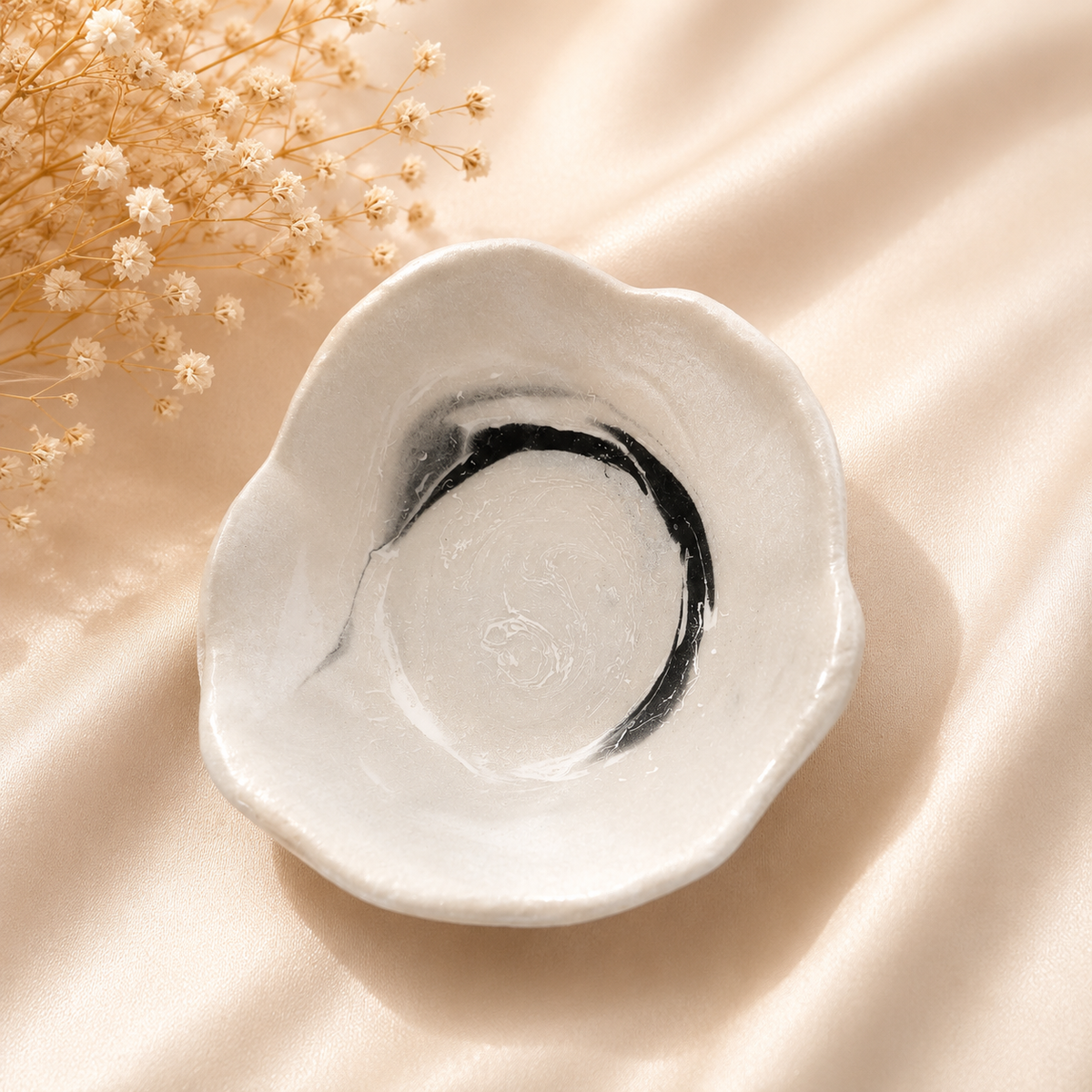 Handcrafted Clay Trinket Dishes- Pearly White