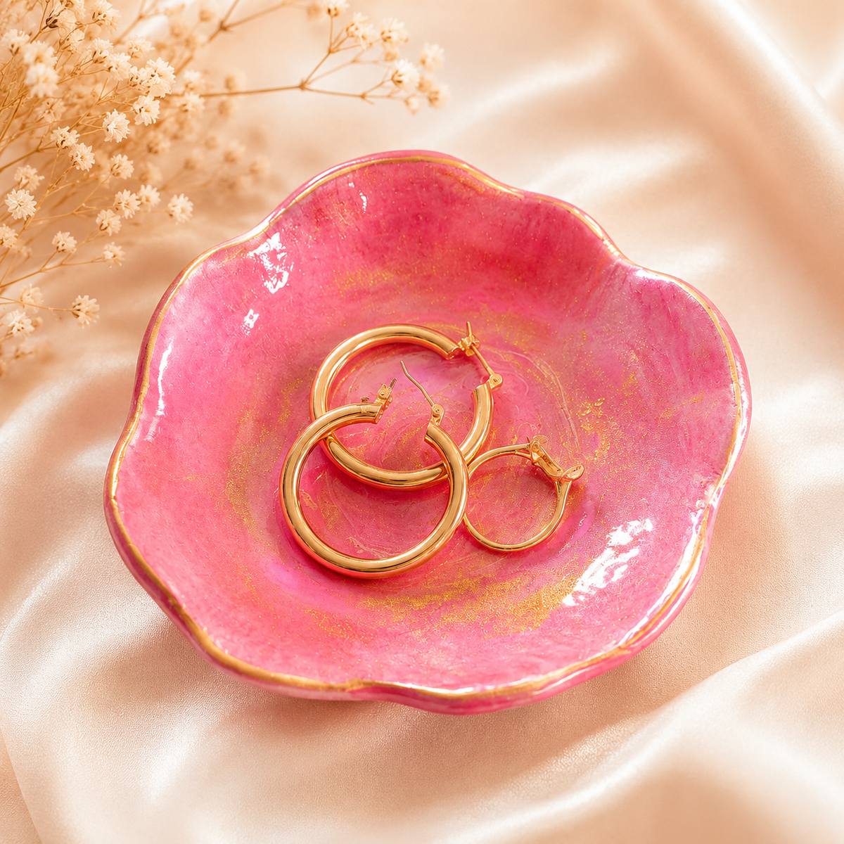 Handcrafted Clay Trinket Dishes- Pink