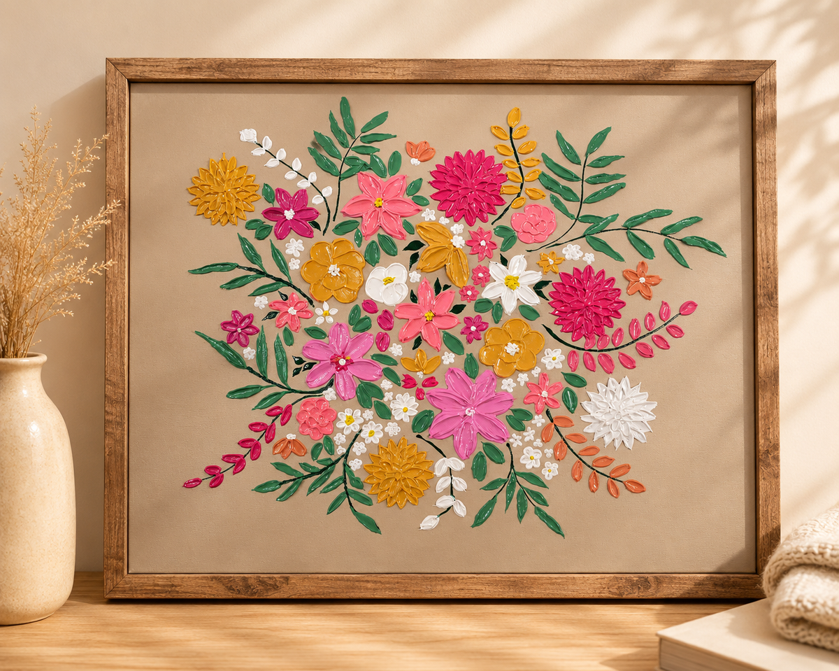 Hand-Painted Textured Canvas Art -Summer in Bloom