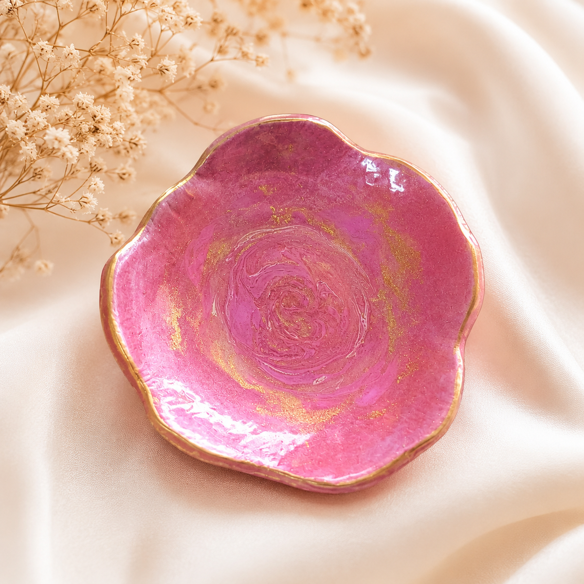 Handcrafted Clay Trinket Dishes- Pink