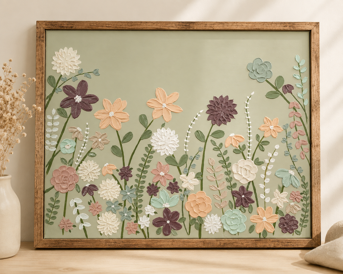 Hand-Painted Textured Canvas Art- Secret Garden