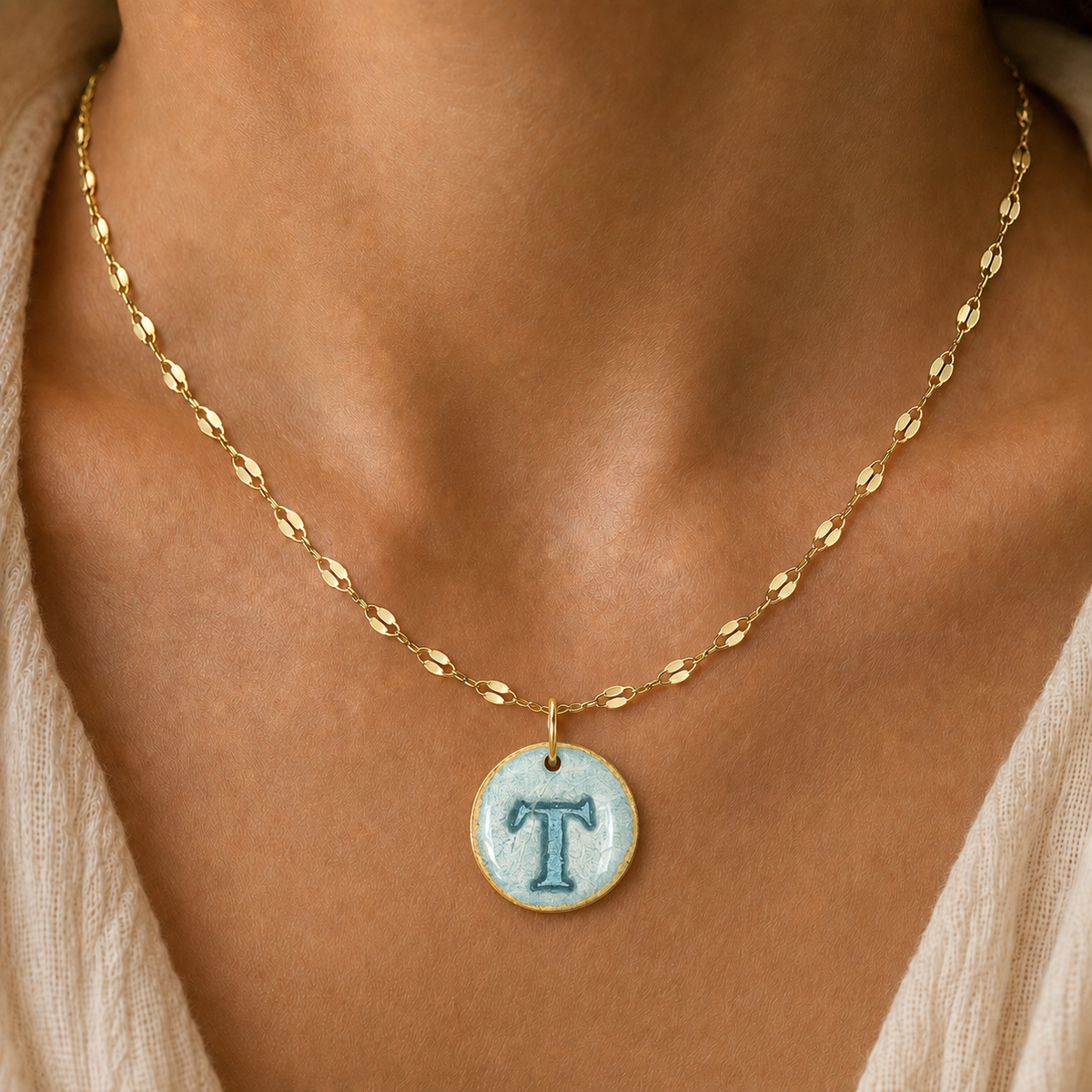 Handcrafted Monogram Necklace - T
