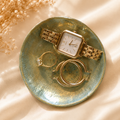 Handcrafted Clay Trinket Dishes- Turquoise - Gold
