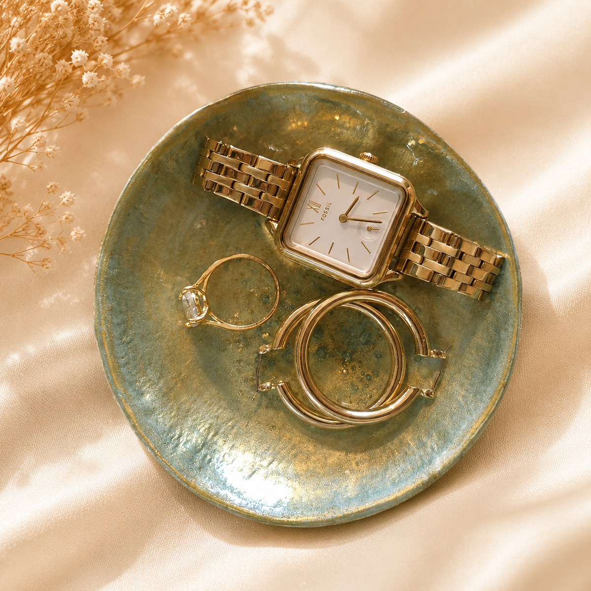 Handcrafted Clay Trinket Dishes- Turquoise - Gold