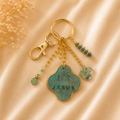 I love Jesus Gold Charm Keychain - Turquoise