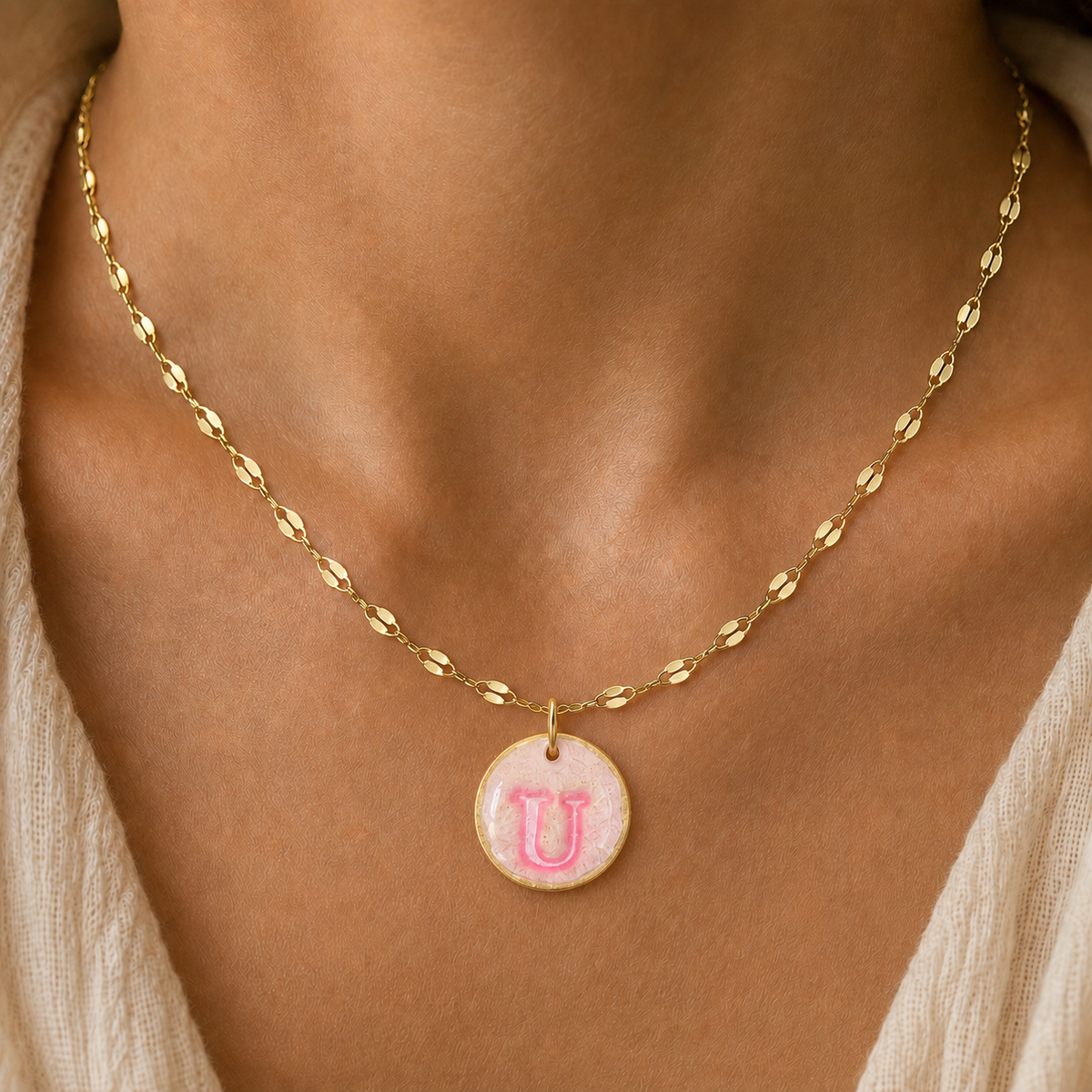 Handcrafted Monogram Necklace - U