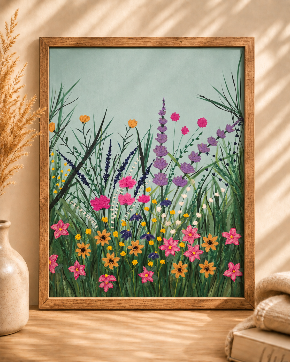 Hand-Painted Textured Canvas Art- Wild Meadow