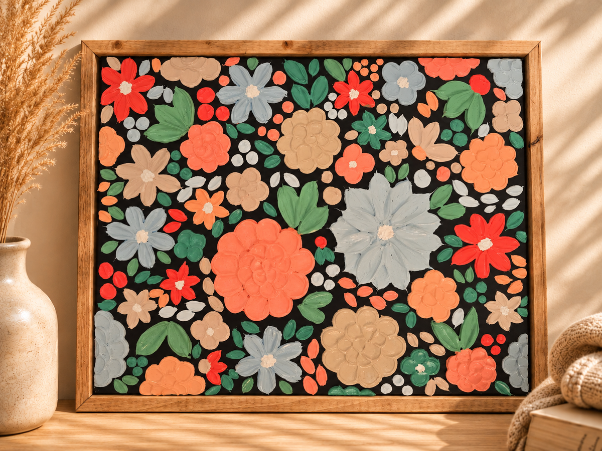 Hand-Painted Textured Canvas Art- Wild Summer Blossom