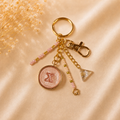 Monogram Gold Charm Keychain - X