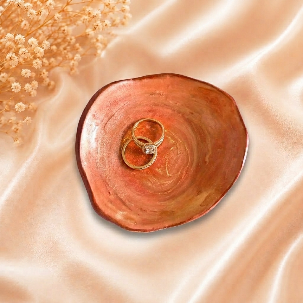Handcrafted Clay Trinket Dish - Coral
