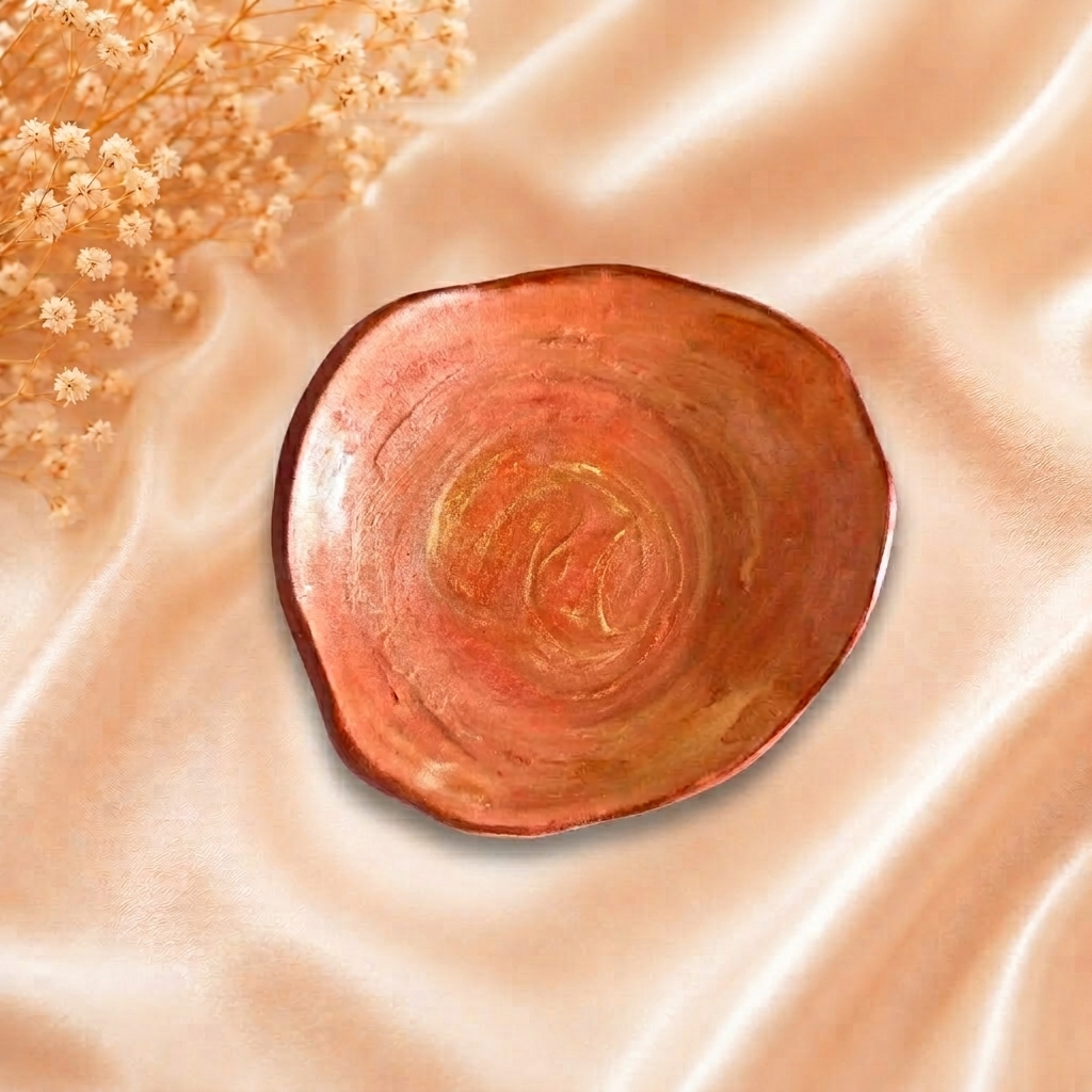 Handcrafted Clay Trinket Dish - Coral