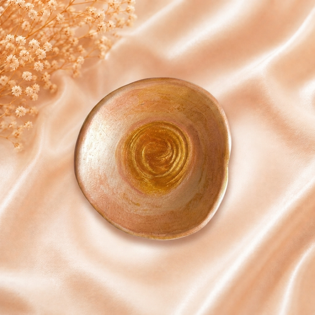 Handcrafted Clay Trinket Dish - Golden Rose