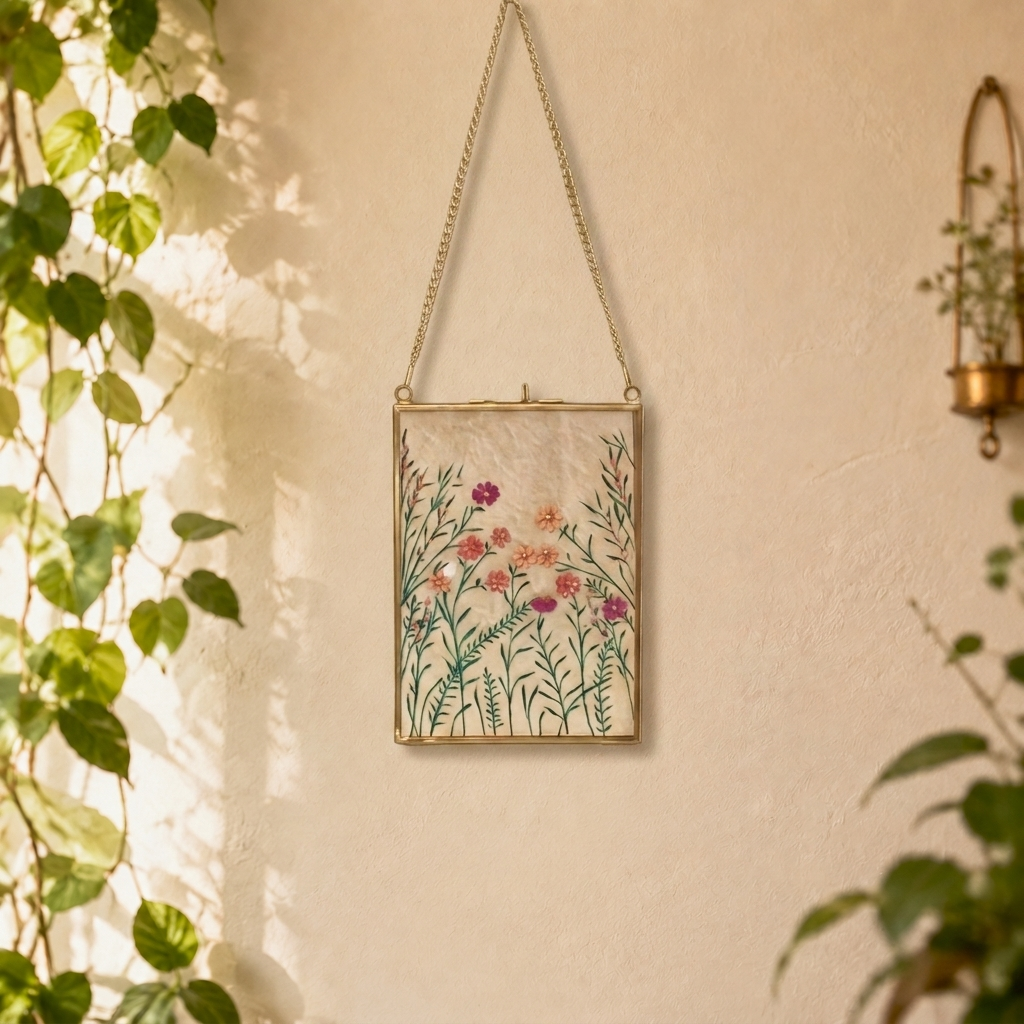 Hand-Painted Textured Glass Wall Hanging - Petite Petals