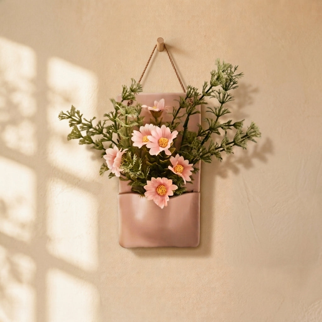 Clay Wall Pocket Planter - Blush Pink