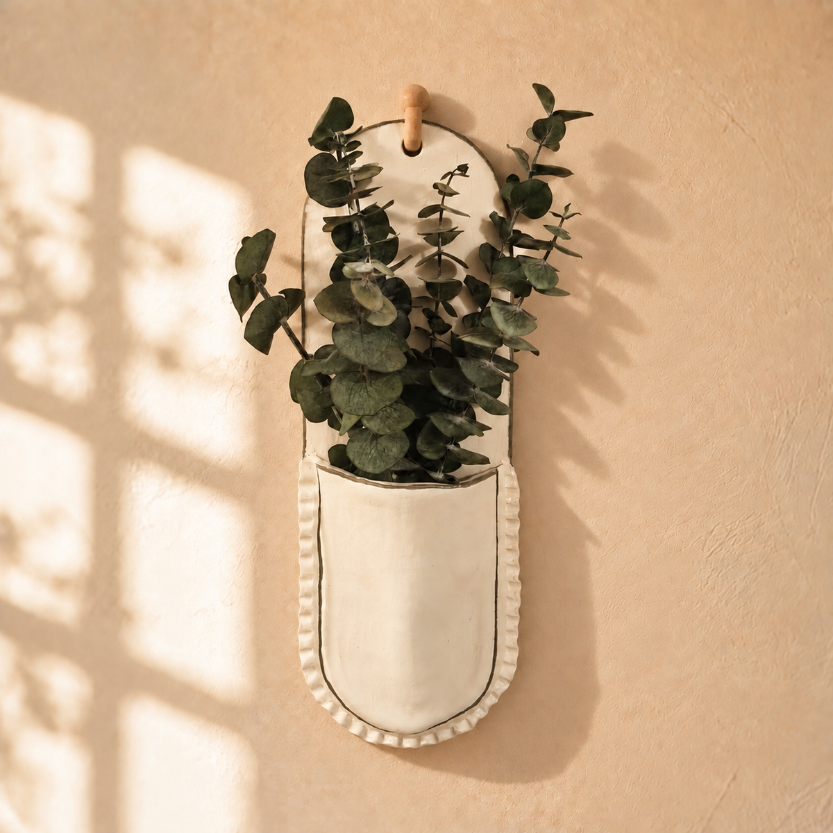 Clay Wall Pocket Planter- White